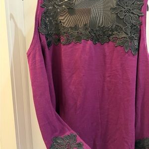 Thalia Sodi Purple Sweater with Black Lace Detail